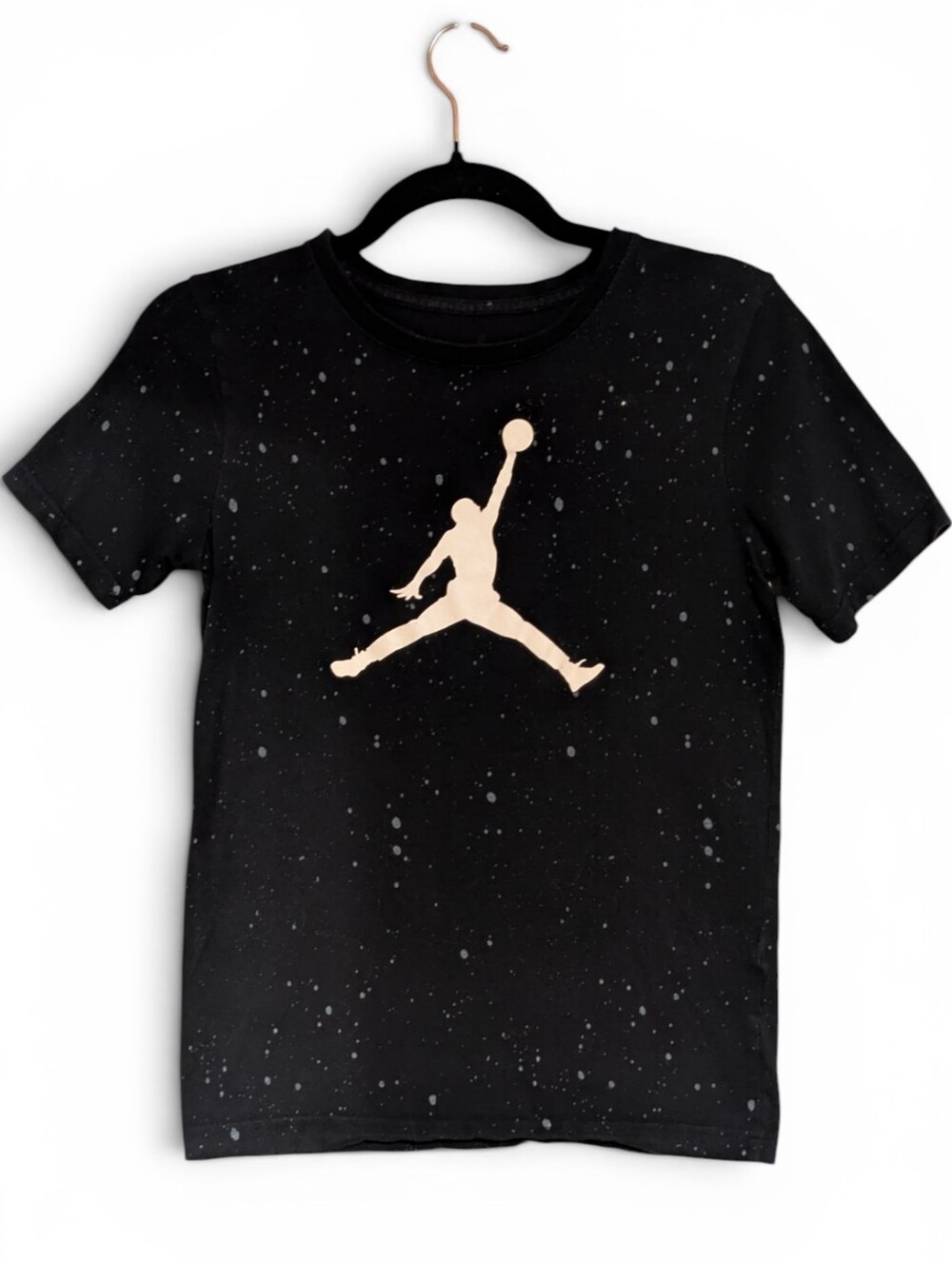 🏀 Nike Air Jordan Youth Medium Black Speckled Jumpman Tee Sz M 10-12 Years 🏀